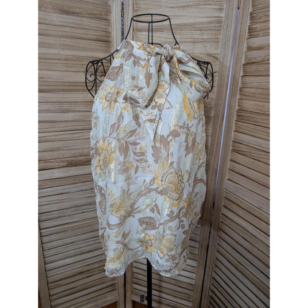 NWT Talbots Tie Neck Halter Top Women's Size S Ivory Multi